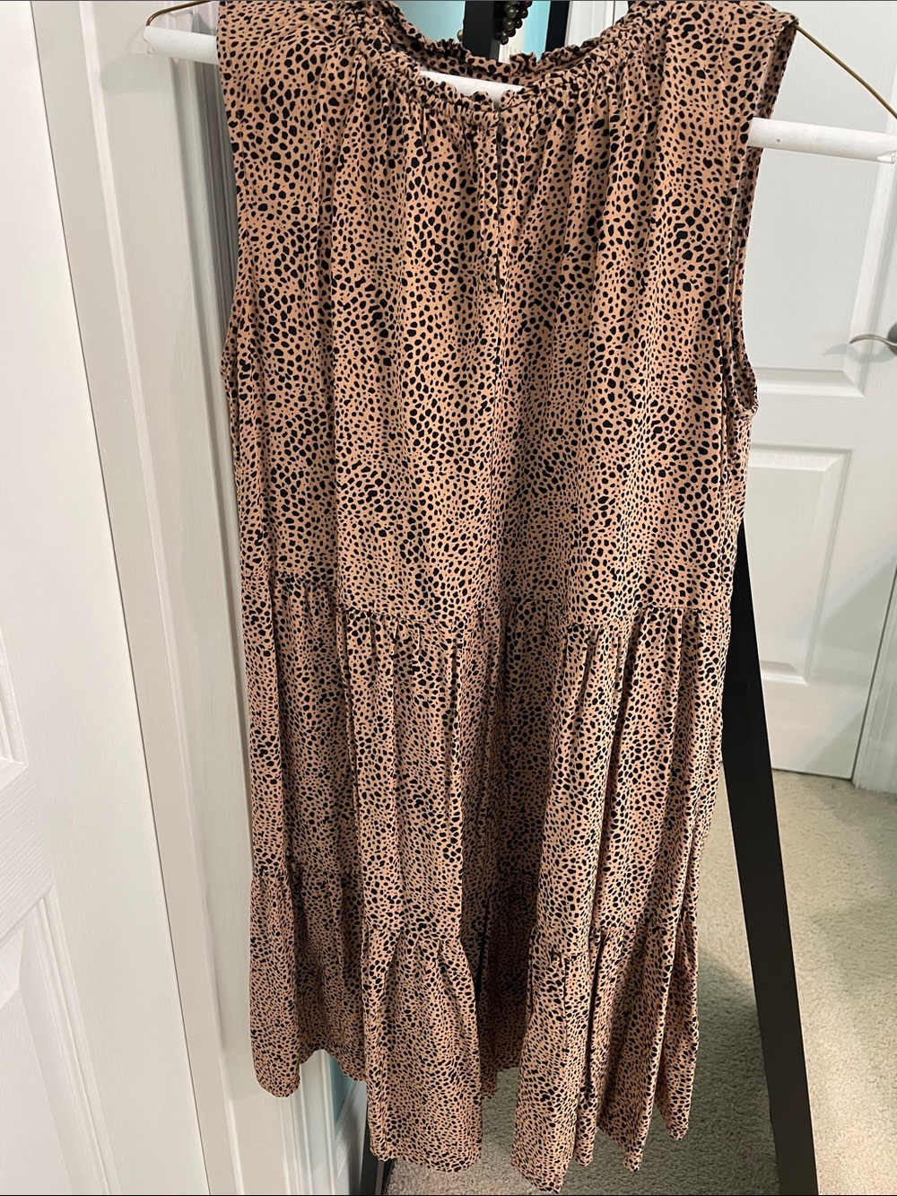 Old Navy Tan and Black Leopard Print Tiered Mini Dress